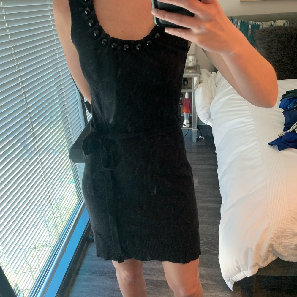 Milly black sweater dress petite
